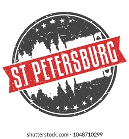 Saint Petersburg Russia Round Travel Stamp Icon Skyline City Design. Seal Illustration Vector Badge.