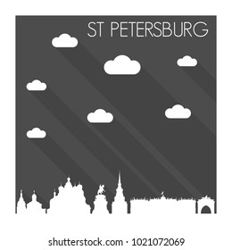 Saint Petersburg Russia Skyline City Flat Silhouette Design Background