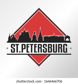 Saint Petersburg Russia Skyline Logo. Adventure Landscape Design Vector Illustration.