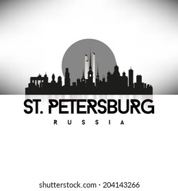 Saint Petersburg Russia Skyline Silhouette design, vector illustration, Black.