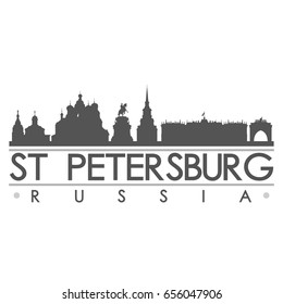 Saint Petersburg Silhouette Skyline Stamp Vector City Design