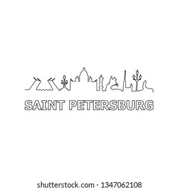 Saint Petersburg skyline and landmarks silhouette black vector icon. Saint Petersburg panorama. Russia