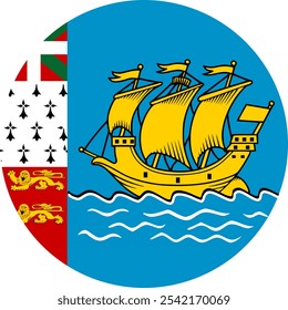 Saint Pierre and Miquelon Circle Flag, Circle Flag of Saint Pierre and Miquelon, Vector Images