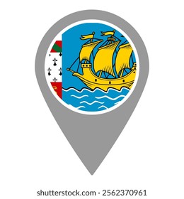 Saint Pierre and Miquelon flag location pin, flag application, Flag on Location Pin, graphic design, map pointer, vector illustration.