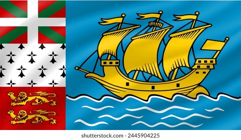 Saint Pierre and Miquelon flag waving. Background. Vector