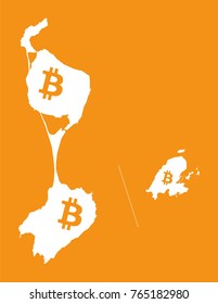 Saint Pierre and Miquelon map with bitcoin crypto currency symbol illustration