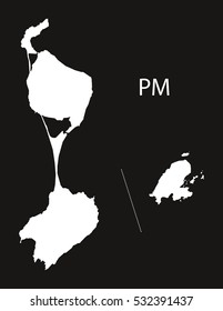 Saint Pierre and Miquelon Map black and white illustration