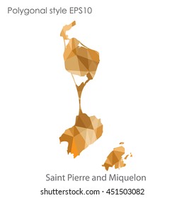 Saint Pierre and Miquelon map in geometric polygonal style.Abstract gems triangle,modern design background.