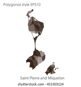 Saint Pierre and Miquelon map in geometric polygonal style.Abstract gems triangle,modern design background.