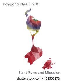 Saint Pierre and Miquelon map in geometric polygonal style.Abstract gems triangle,modern design background.