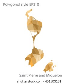Saint Pierre and Miquelon map in geometric polygonal style.Abstract gems triangle,modern design background.