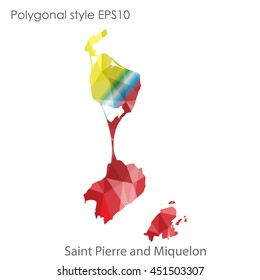 Saint Pierre and Miquelon map in geometric polygonal style.Abstract gems triangle,modern design background.