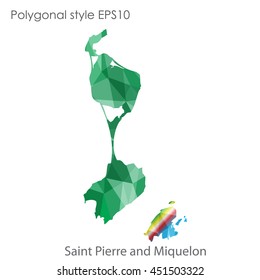 Saint Pierre and Miquelon map in geometric polygonal style.Abstract gems triangle,modern design background.