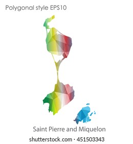 Saint Pierre and Miquelon map in geometric polygonal style.Abstract gems triangle,modern design background.