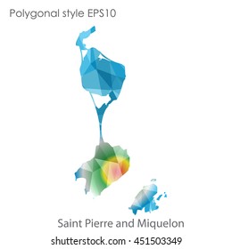 Saint Pierre and Miquelon map in geometric polygonal style.Abstract gems triangle,modern design background.