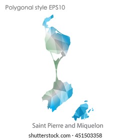 Saint Pierre and Miquelon map in geometric polygonal style.Abstract gems triangle,modern design background.
