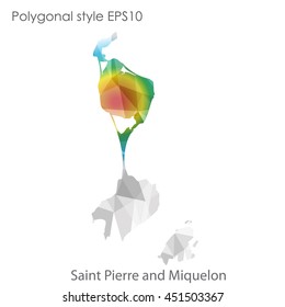 Saint Pierre and Miquelon map in geometric polygonal style.Abstract gems triangle,modern design background.