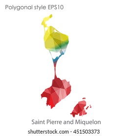 Saint Pierre and Miquelon map in geometric polygonal style.Abstract gems triangle,modern design background.
