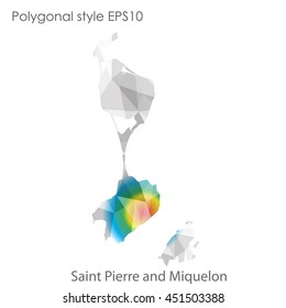 Saint Pierre and Miquelon map in geometric polygonal style.Abstract gems triangle,modern design background.