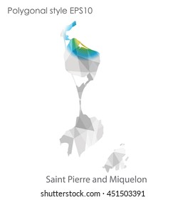 Saint Pierre and Miquelon map in geometric polygonal style.Abstract gems triangle,modern design background.