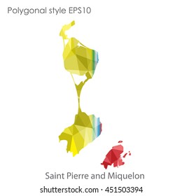 Saint Pierre and Miquelon map in geometric polygonal style.Abstract gems triangle,modern design background.