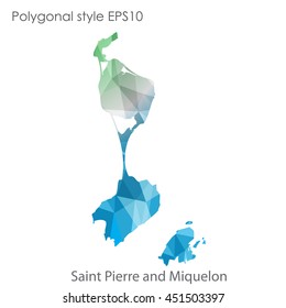 Saint Pierre and Miquelon map in geometric polygonal style.Abstract gems triangle,modern design background.