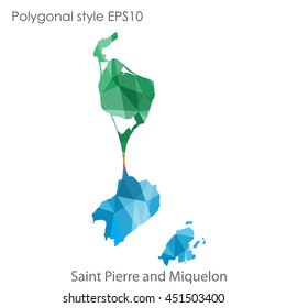 Saint Pierre and Miquelon map in geometric polygonal style.Abstract gems triangle,modern design background.