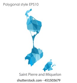 Saint Pierre and Miquelon map in geometric polygonal style.Abstract gems triangle,modern design background.