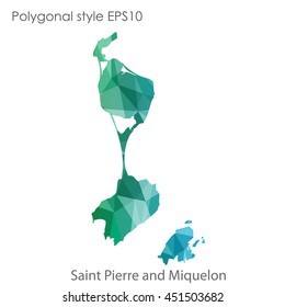 Saint Pierre and Miquelon map in geometric polygonal style.Abstract gems triangle,modern design background.