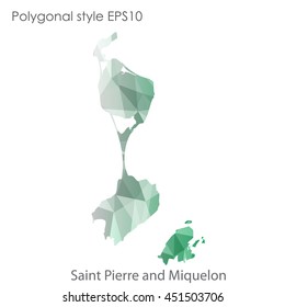 Saint Pierre and Miquelon map in geometric polygonal style.Abstract gems triangle,modern design background.