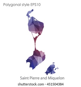 Saint Pierre and Miquelon map in geometric polygonal style.Abstract gems triangle,modern design background.