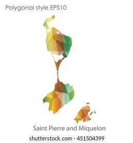 Saint Pierre and Miquelon map in geometric polygonal style.Abstract gems triangle,modern design background.