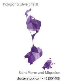 Saint Pierre and Miquelon map in geometric polygonal style.Abstract gems triangle,modern design background.