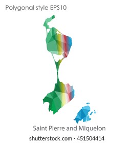 Saint Pierre and Miquelon map in geometric polygonal style.Abstract gems triangle,modern design background.