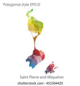 Saint Pierre and Miquelon map in geometric polygonal style.Abstract gems triangle,modern design background.
