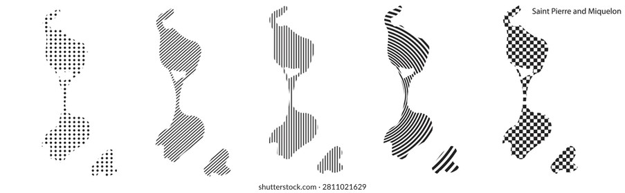 Saint Pierre and Miquelon map infographic simple design element black abstract geometric pattern icon style Saint Pierre and Miquelon territory landscape outline shape vector illustration