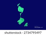 Saint Pierre and Miquelon Map - low poly polygon vector, geometric triangulated silhouette in green and blue tones, clean modern style, isolated background for infographic use.