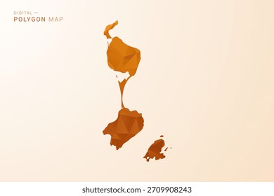 Karte von Saint Pierre und Miquelon - Vektorgrafik aus Low-Poly-Polygon in orangefarbenem Farbton, sauber, geometrischer Stil, einzeln auf weißem Hintergrund.