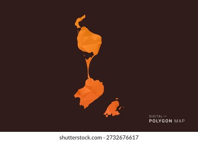 Saint Pierre and Miquelon Map - low poly polygon vector, geometric triangulated silhouette in orange and dark brown tones, clean modern infographic style, isolated background.