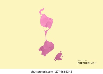 Saint Pierre and Miquelon Map - Low poly polygon map design in soft pink pastel gradient on beige background, modern minimal geometric style, clean digital vector illustration.