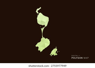 Saint Pierre and Miquelon Map - Low poly polygon map in soft light green gradient on dark brown background, modern minimal geometric style, clean abstract vector illustration design.