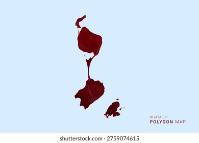 Saint Pierre and Miquelon Map - Low poly polygon map in deep red gradient on light blue background, modern minimal geometric design, vector illustration with faceted triangulated style.