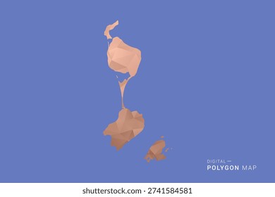 Saint Pierre and Miquelon Map - Orange Polygon Vector Illustration on Deep Blue Background, Low Poly Geometric Design, Modern Abstract Country Silhouette for Infographics and Presentation Use.