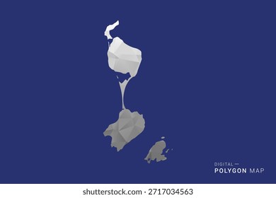 Karte von Saint Pierre und Miquelon - Polygon Weiß-Schwarz-Karte Stil Vektorgrafik, Low Poly Geometrisches Design, einzeln auf blauem Hintergrund.