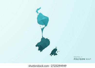 Karte von Saint Pierre und Miquelon - Vektorgrafik im Polygonstil in blaugrünem Low-Poly-Design, moderne minimale Silhouette.