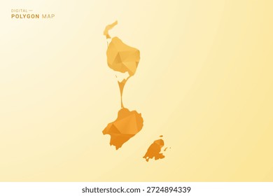 Mapa de San Pedro y Miquelón - Ilustración vectorial de estilo polígono en diseño geométrico bajo poli amarillo y naranja, silueta minimalista moderna, aislada para infografía.