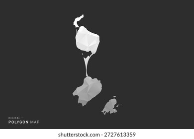Saint Pierre and Miquelon Map - Polygon style vector illustration in black, gray and white low poly geometric design, minimal silhouette, isolated for infographic.