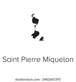 Saint Pierre Miquelon Map Vector Illustration - Silhouette, Outline, Saint Pierre Miquelon Travel and Tourism Map