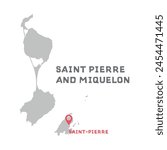 saint pierre and miquelon vector map illustration, country map silhouette with mark the capital city of saint pierre and miquelon inside. vector illustration