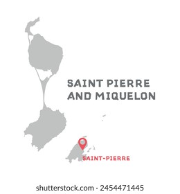 saint pierre and miquelon vector map illustration, country map silhouette with mark the capital city of saint pierre and miquelon inside. vector illustration